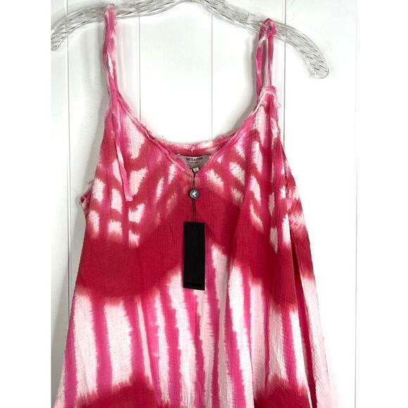 One Teaspoon Icon Pink Tie Dye Muslin Mini Dress Drop Waist Size Small NWT - Picture 2 of 9